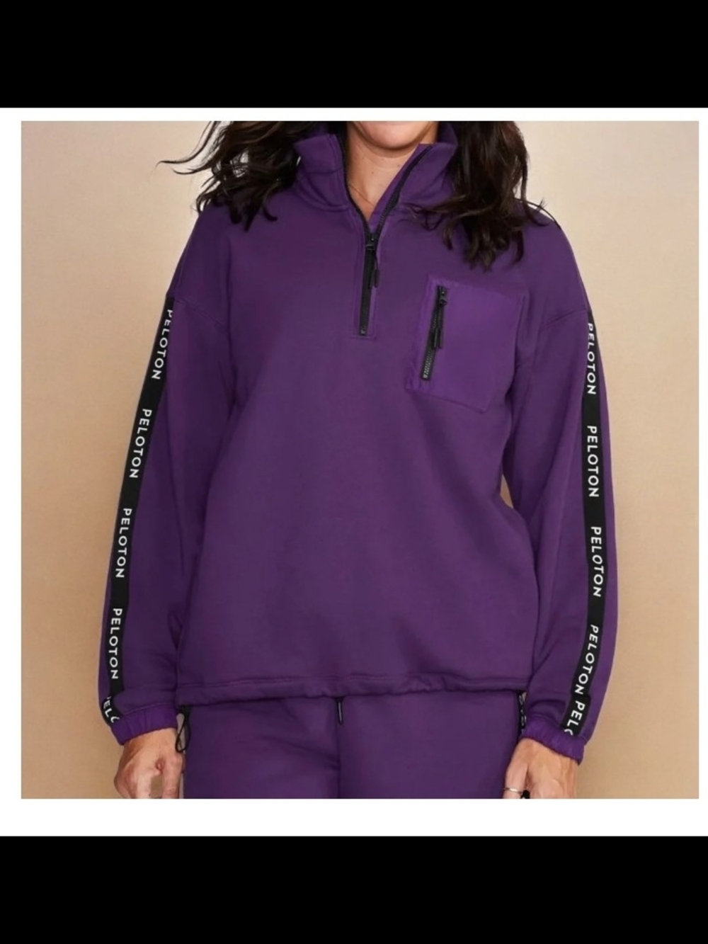 Peloton Women's Deep Purple Half-Zip Pullover with Logo Taping